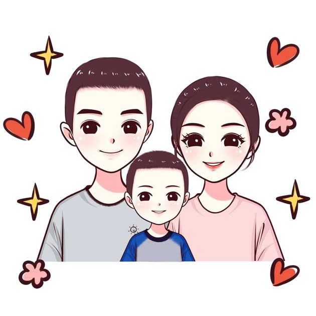 一家三口亲子卡通头像