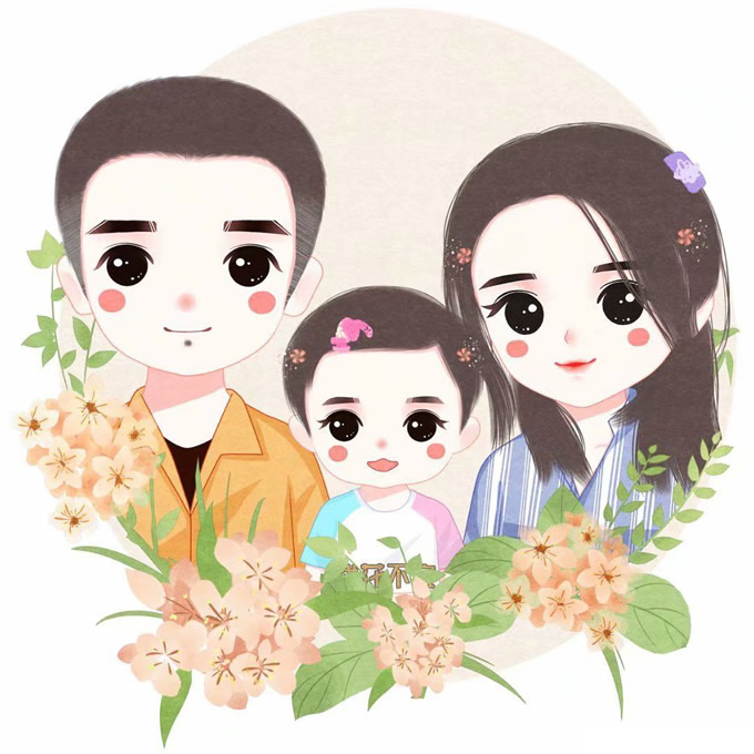 一家三口亲子卡通头像