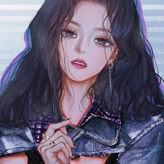 高质量女生手绘头像