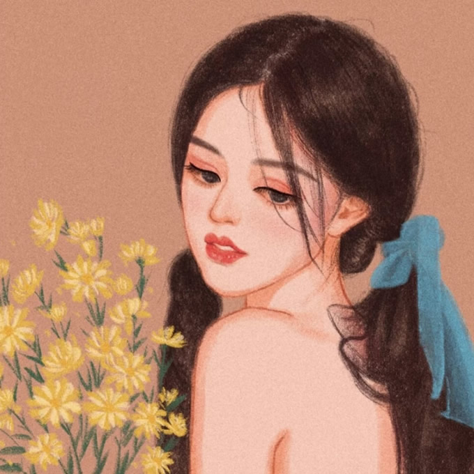 高质量女生手绘头像