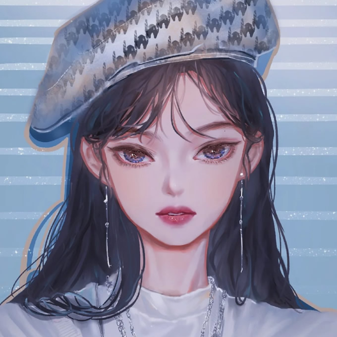 高质量女生手绘头像