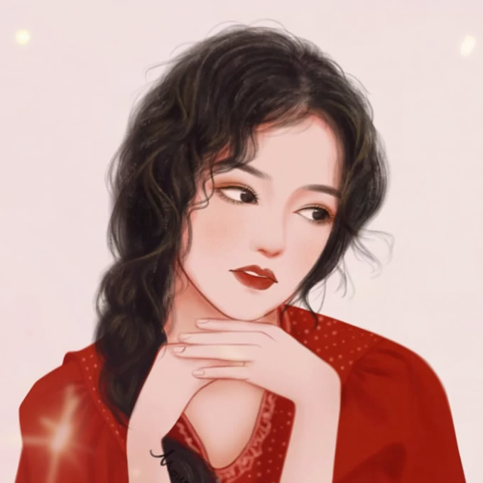 高质量女生手绘头像