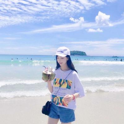 清新海边情侣头像一男一女两张分开图片