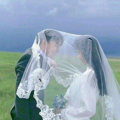 浪漫幸福真人婚纱情侣头像双人一对