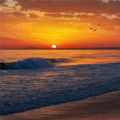 唯美海面日出日落风景头像