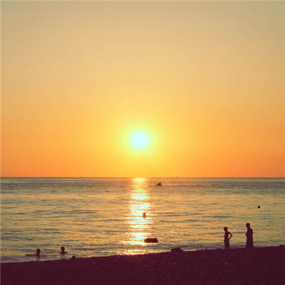唯美海面日出日落风景头像