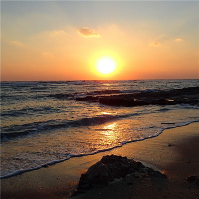 唯美海面日出日落风景头像