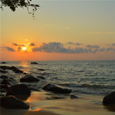 唯美海面日出日落风景头像