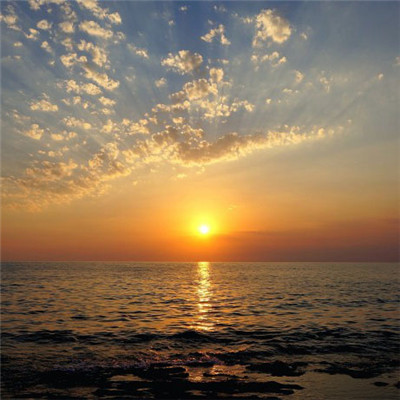 唯美海面日出日落风景头像