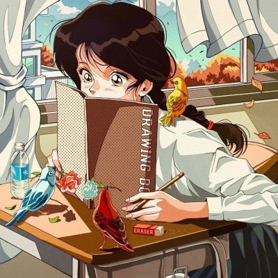 日系漫画头像复古动漫女生高清图片