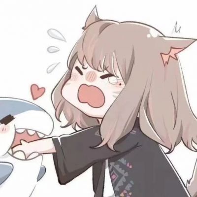 小鲨鱼小女生卡通情侣头像图片