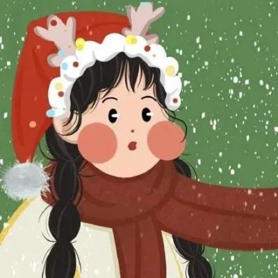 圣诞一左一右可爱卡通情侣头像图片