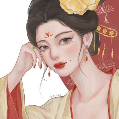 成熟忧郁风手绘女头