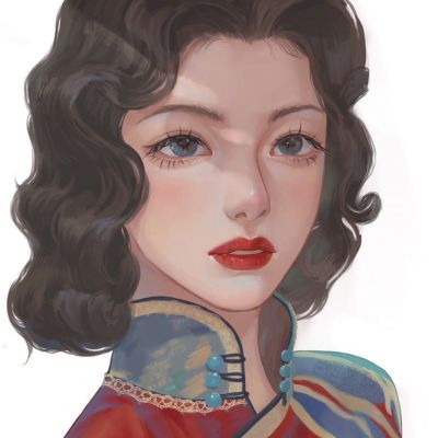 成熟忧郁风手绘女头