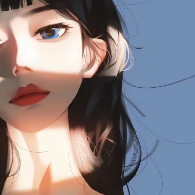 忧郁手绘优质女头