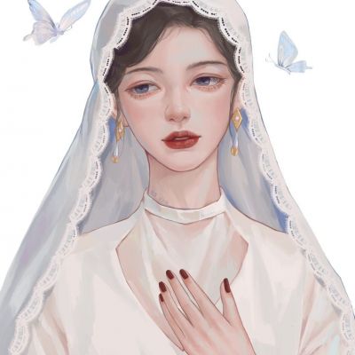 成熟忧郁风手绘女头