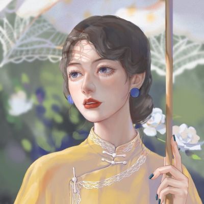 成熟忧郁风手绘女头