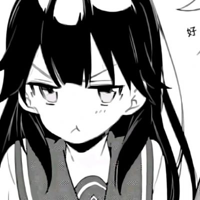可爱搞怪头像女生漫画黑白高清图片
