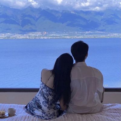 ins简约风头像情侣微信一对两张图片