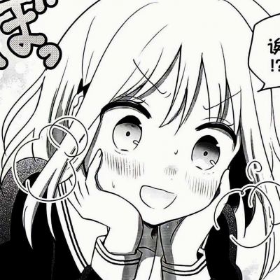 可爱搞怪头像女生漫画黑白高清图片