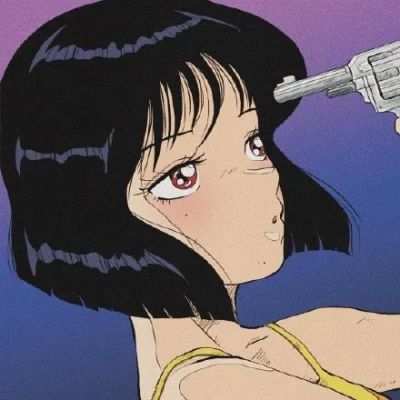 女生动漫头像持枪