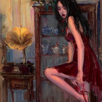 超酷又丧手绘头像女