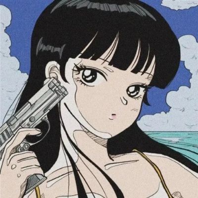 女生动漫头像持枪