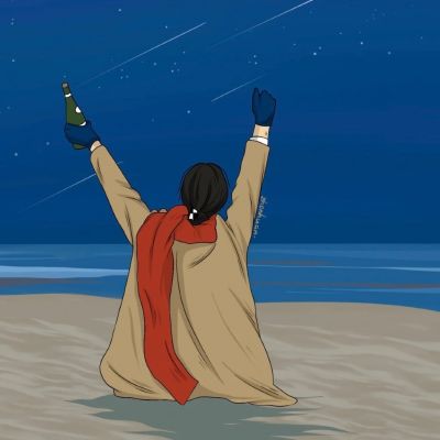不露脸情侣头像手绘动漫一对两张高清图片
