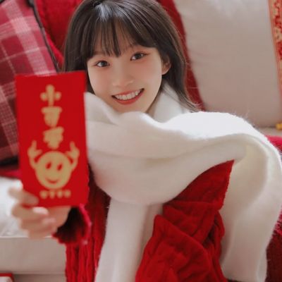 过年红色喜庆头像女生真人图片