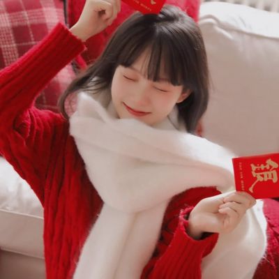 过年红色喜庆头像女生真人图片