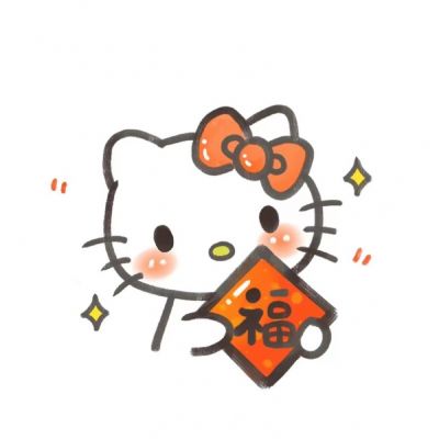 卡通小动物拿福字头像图片