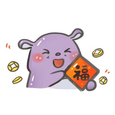 卡通小动物拿福字头像图片