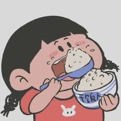 一男一女干饭搞笑卡通情侣头像图片