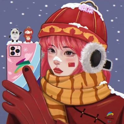 冰墩墩情侣头像高清一男一女图片