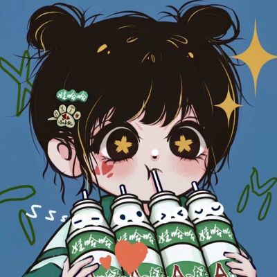 喝娃哈哈手绘萌娃头像图片