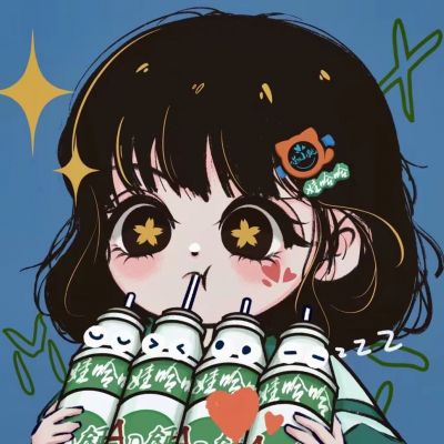 喝娃哈哈手绘萌娃头像图片