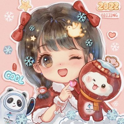 2025北京冬奥冰墩墩雪融融主题闺蜜头像图片