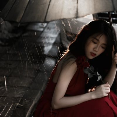 伤感雨中打伞女生头像