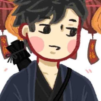 q版手绘情头一男一女可爱图片