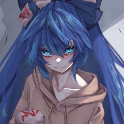 蓝色红眼动漫头像女