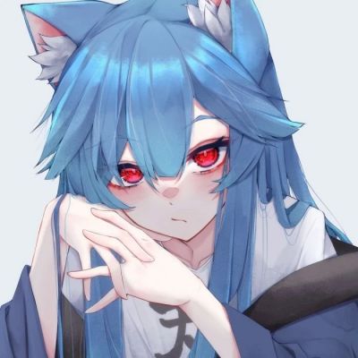 蓝色红眼动漫头像女
