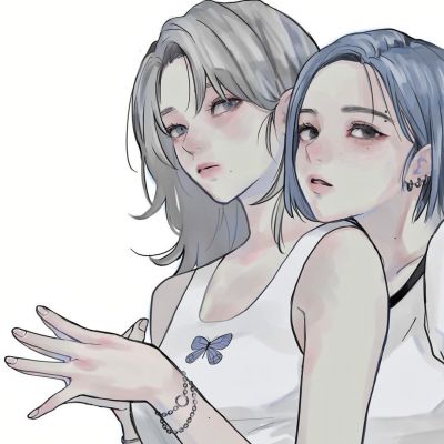 女生头像闺蜜头像手绘超酷高冷图片