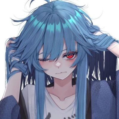 蓝色红眼动漫头像女