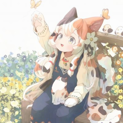 撸猫抱猫动漫女生头像图片
