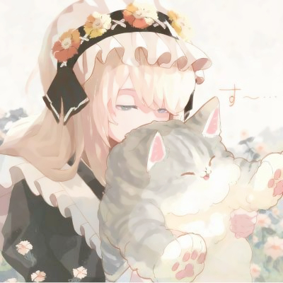 撸猫抱猫动漫女生头像图片