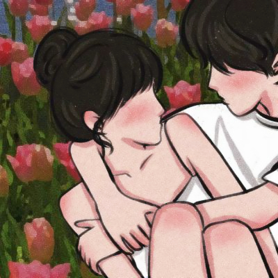 浪漫甜蜜拥抱手绘情侣头像图片