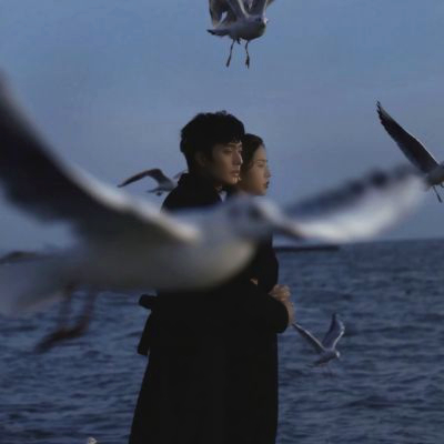 海边唯美意境情侣头像