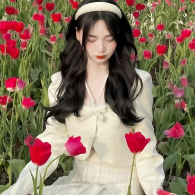 女生捧花唯美头像