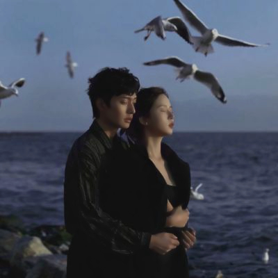 海边唯美意境情侣头像