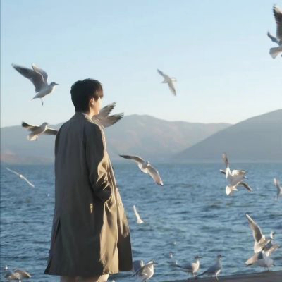 海边唯美意境情侣头像